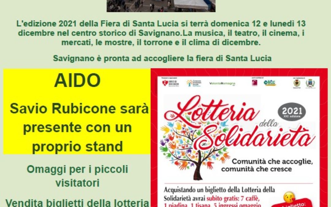 Forlì-Cesena Aido presente alla fiera di Santa Lucia a Savignano Sul Rubicone